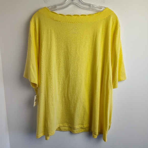 New Talbots Yellow Scalloped Neck T-shirt pima cotton spring summer new 3X - Picture 10 of 11